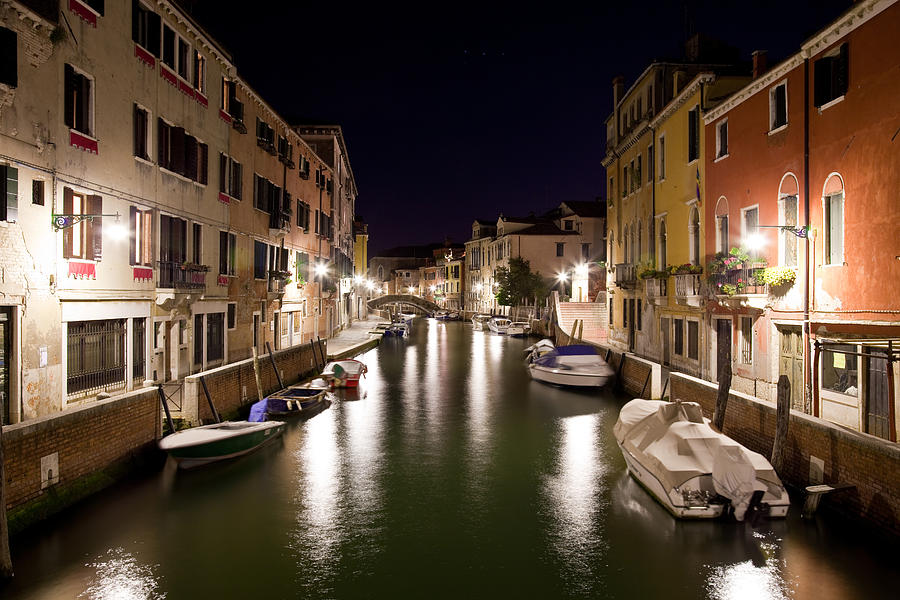 Night Canal Photograph by Marco Missiaja