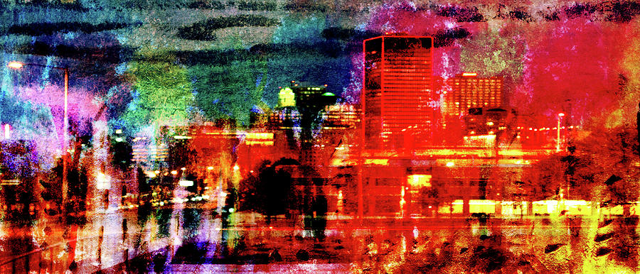Night City Lights Mixed Media by R Kyllo