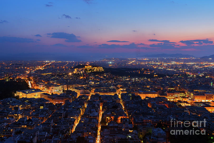 Night Cityscape of Athens  Photograph by Anastasy Yarmolovich