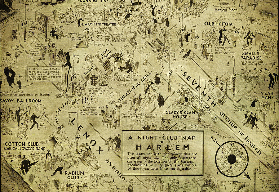 Harlem Photograph - Night Club Map of Harlem by E Simms Campbell