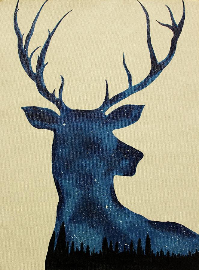 Night Deer Painting by Aswathy Vijayam - Fine Art America