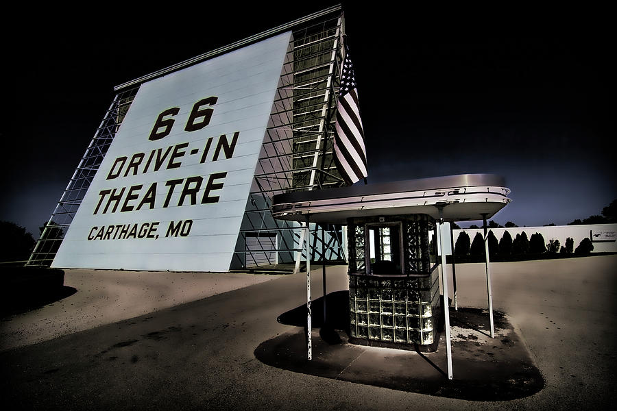 Night Fall at Route 66 Drive-In Photograph by Patricia Montgomery