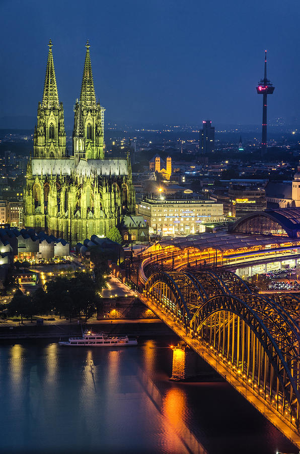 Night Falls Upon Cologne 1 Photograph by Pablo Lopez