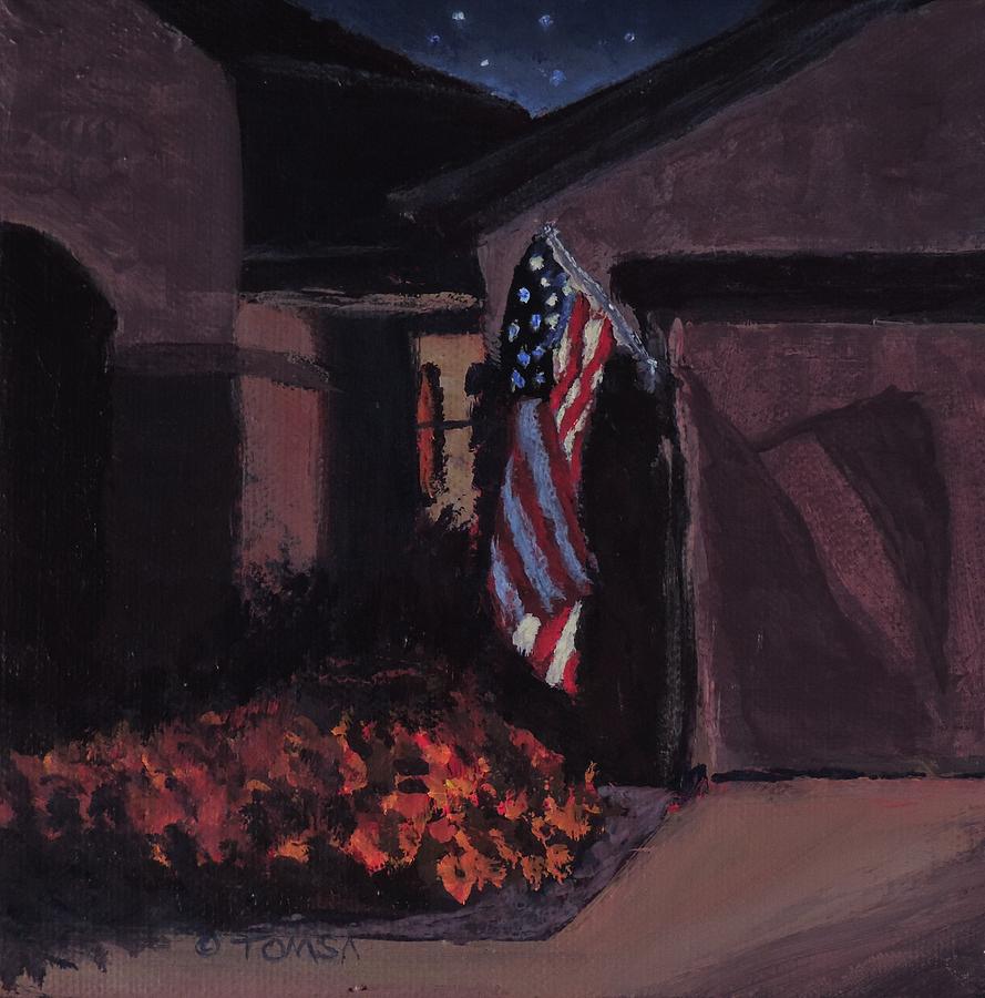 Night Flag Painting by Bill Tomsa