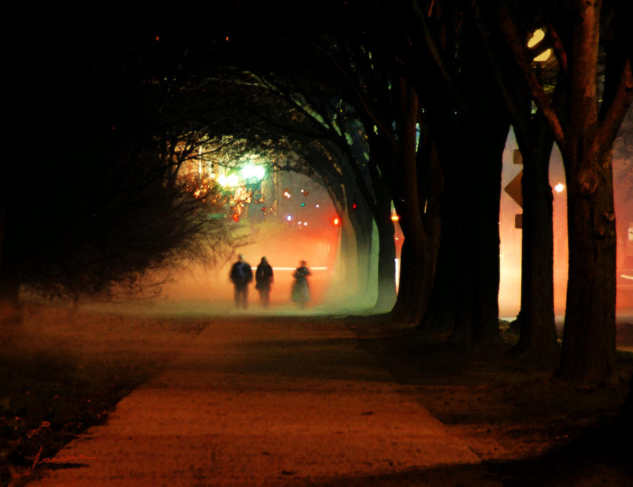 Night Fog in the City Photograph by Frances Miller