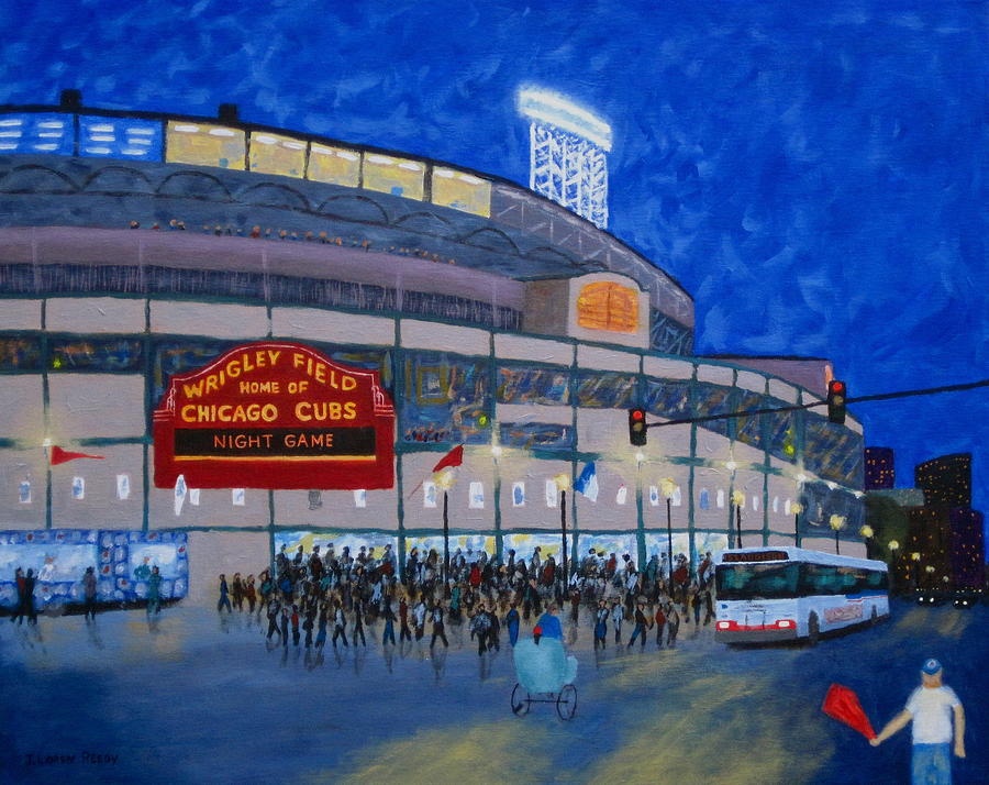 Chicago Cubs Painting - Night Game by J Loren Reedy