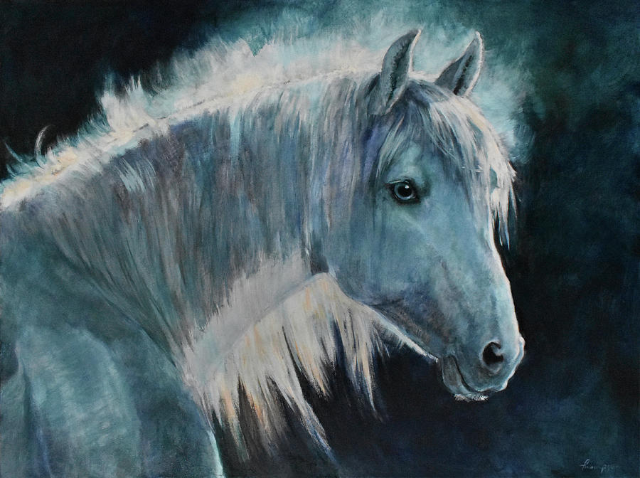 Horse Painting - Night Horse 2 by Tracie Thompson