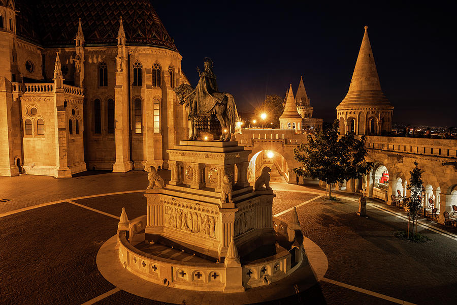 Romanesque Photograph - Night in Castle District of Budapest City by Artur Bogacki