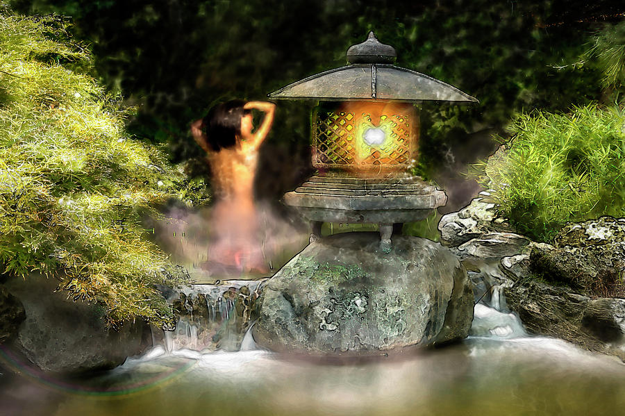 Night In Japanese Hot Springs Digital Art By Erotic Imagery Pixels