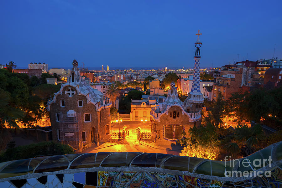 Night in Park Guell, Barcelona Photograph by Anastasy Yarmolovich
