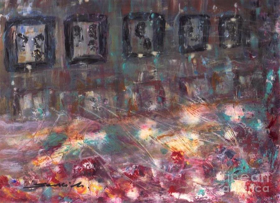 City Painting - Night In The City  by Mary Sedici