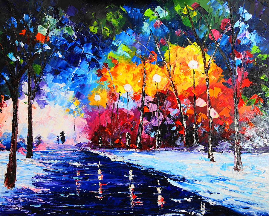 Night in the Park Painting by Valerie Curtiss