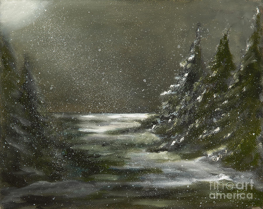 Night in the Pines Painting by Carol Sweetwood