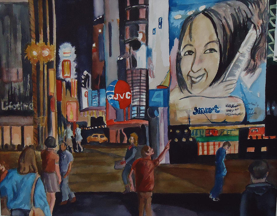 Night in Time Square Painting by Charme Curtin