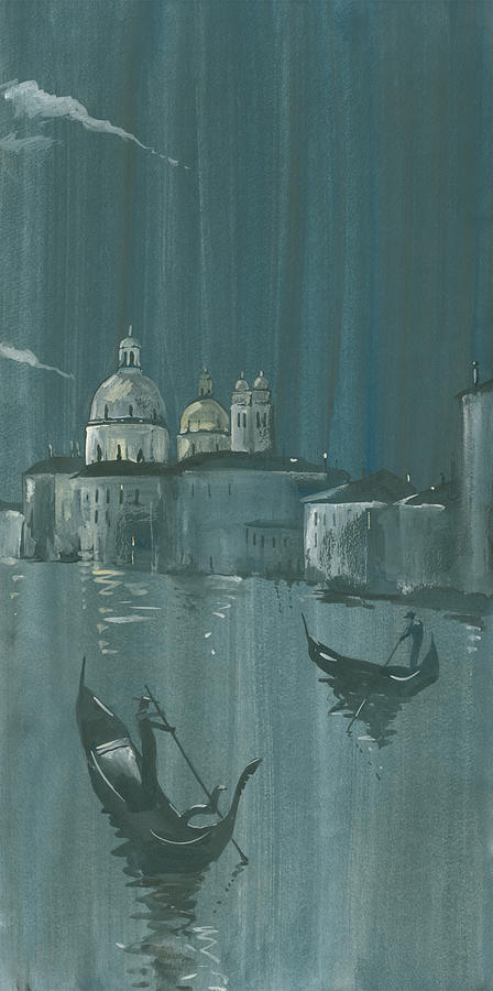 Night in Venice. Gondolas Painting by Igor Sakurov