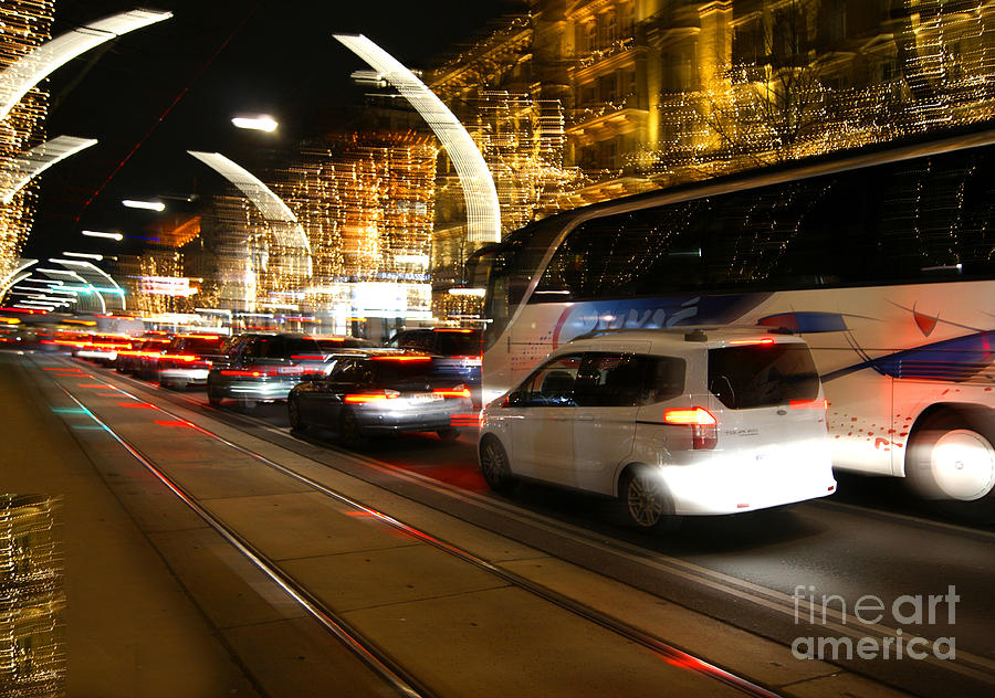 Abstract Photograph - Night In Vienna City by David Birchall