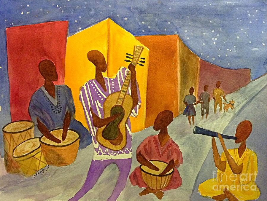 Night Jammin In The Street Abstract Painting by Ellen Levinson