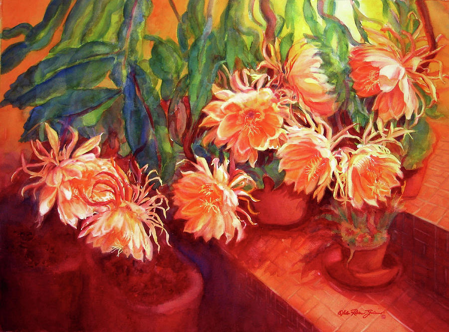 Flower Painting - Night Ladies by Estela Robles