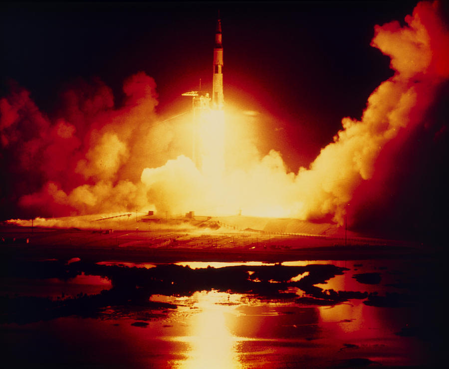 Space Photograph - Night Launch Of Apollo 17 by Nasa