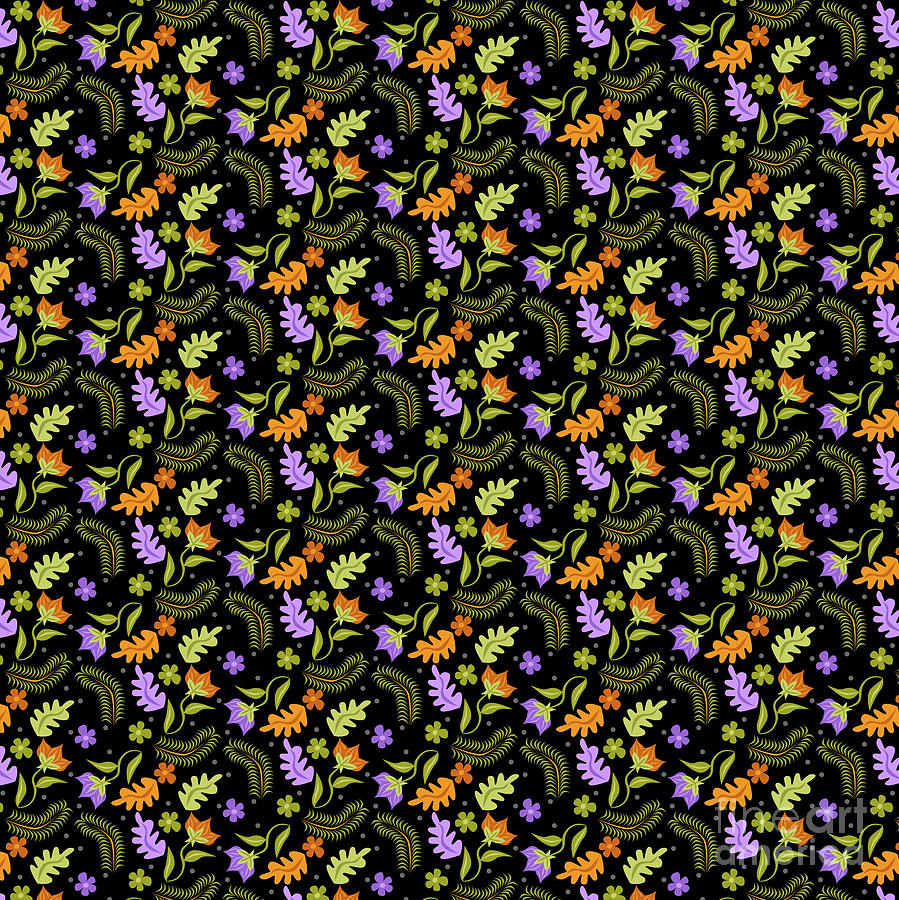 Night Leaves pattern Digital Art by Claire Huntley