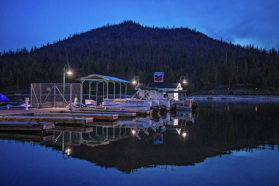 Night Light Reflections at Bass Lake Photograph by Lynn Bauer