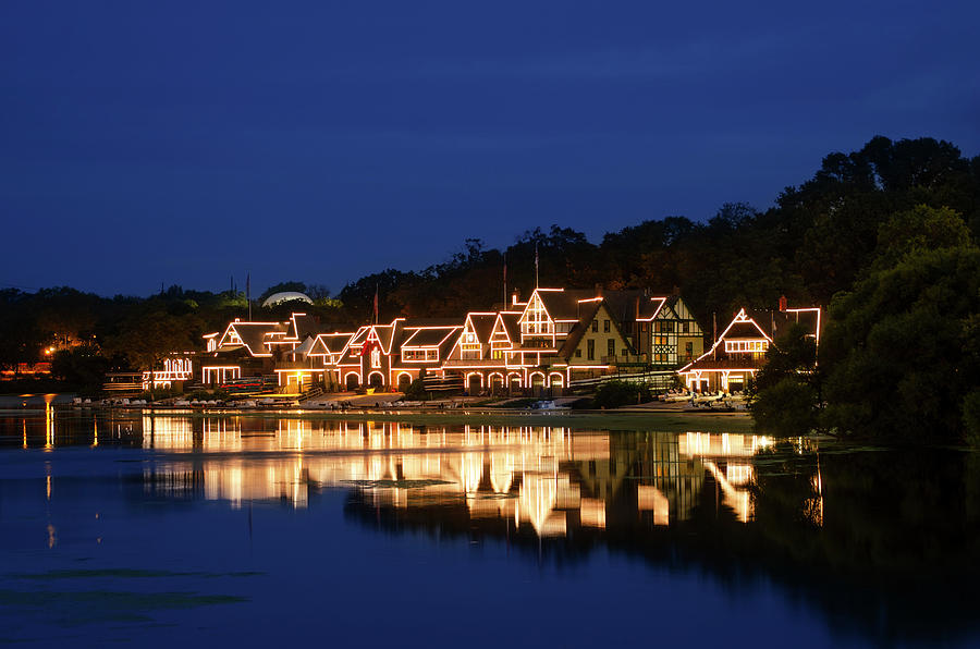 Night Lights at Boathouse Row in Philadelphia Photograph by Bill Cannon