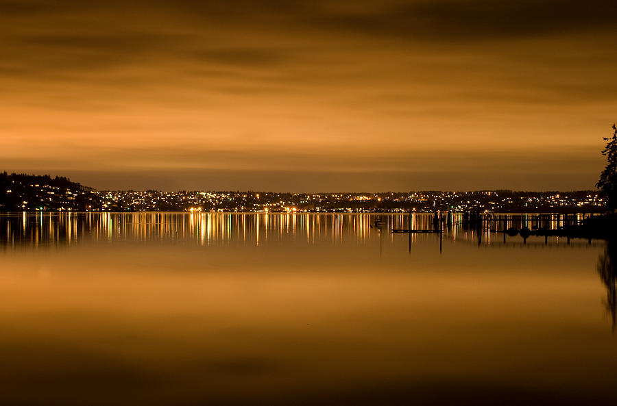 Tacoma Photograph - Night Lights at Midnight by Mary Griffin