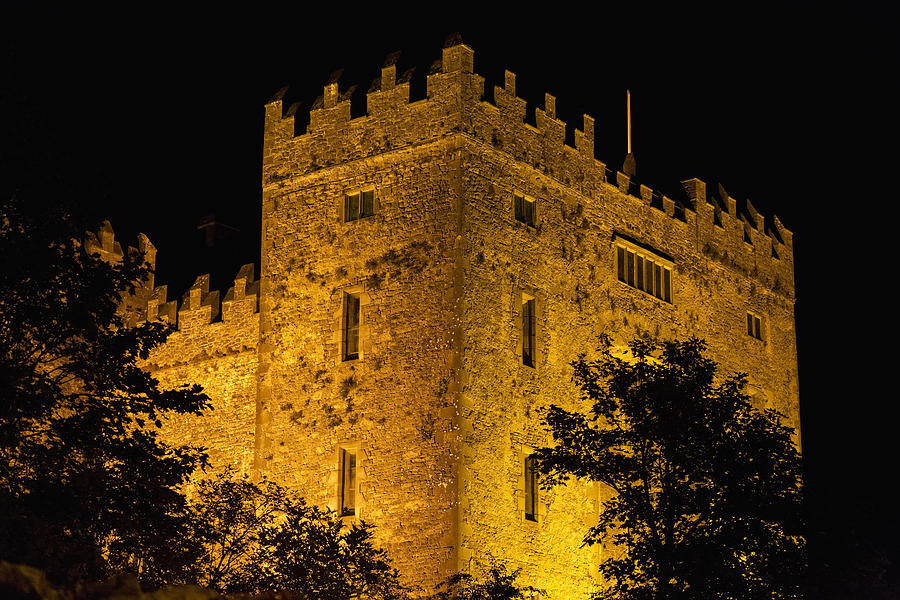 Castle Photograph - Night Lights Illuminating Bunratty by Michael Interisano
