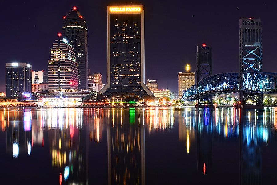 Night Lights of Jacksonville Photograph by Frozen in Time Fine Art Photography