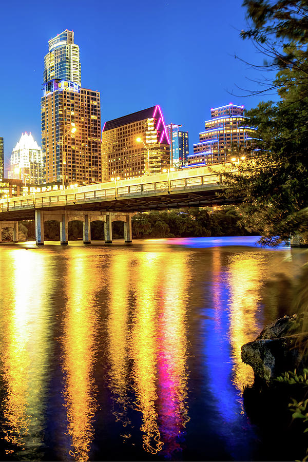 Night Lights Of The Austin City Skyline Photograph