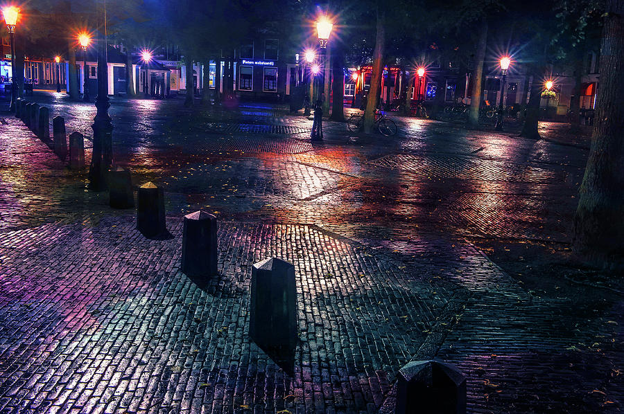 Architecture Photograph - Night Lights of Utrecht 1. Netherlands by Jenny Rainbow