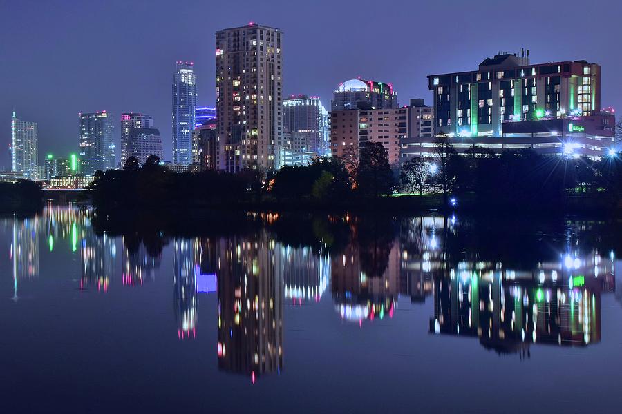 Night Lights Reflect in Austin Photograph by Frozen in Time Fine Art Photography