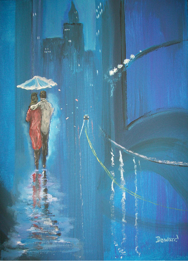 Night Love Walk Painting by Raymond Doward