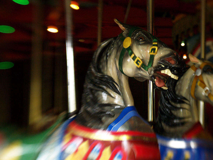Night Mares At The Central Park Carousel 3 Photograph by Dorothy Lee