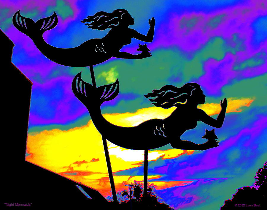 Night Mermaids Digital Art by Larry Beat