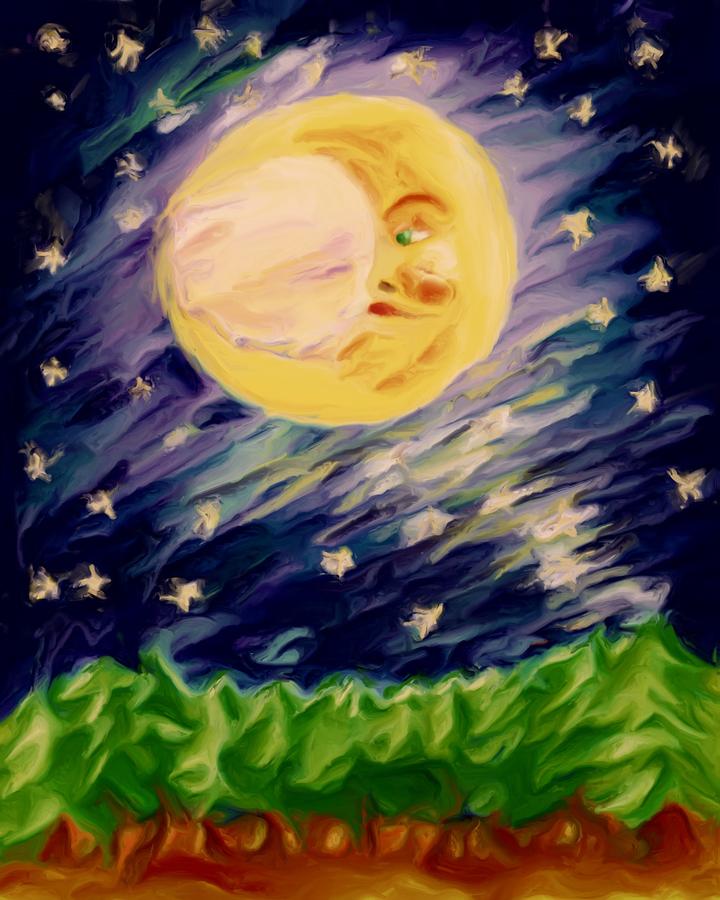 Night Moon Painting by Shelley Bain