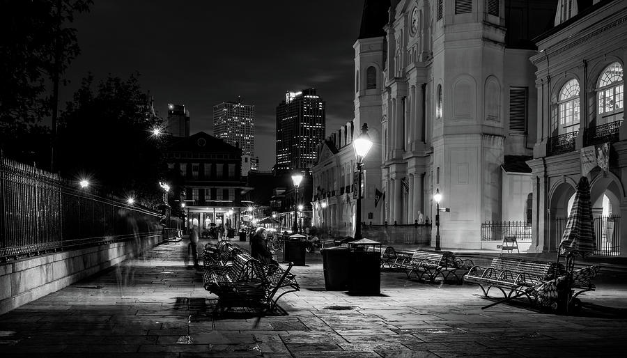 Night On Jackson Square In Black and White Photograph by Greg and ...