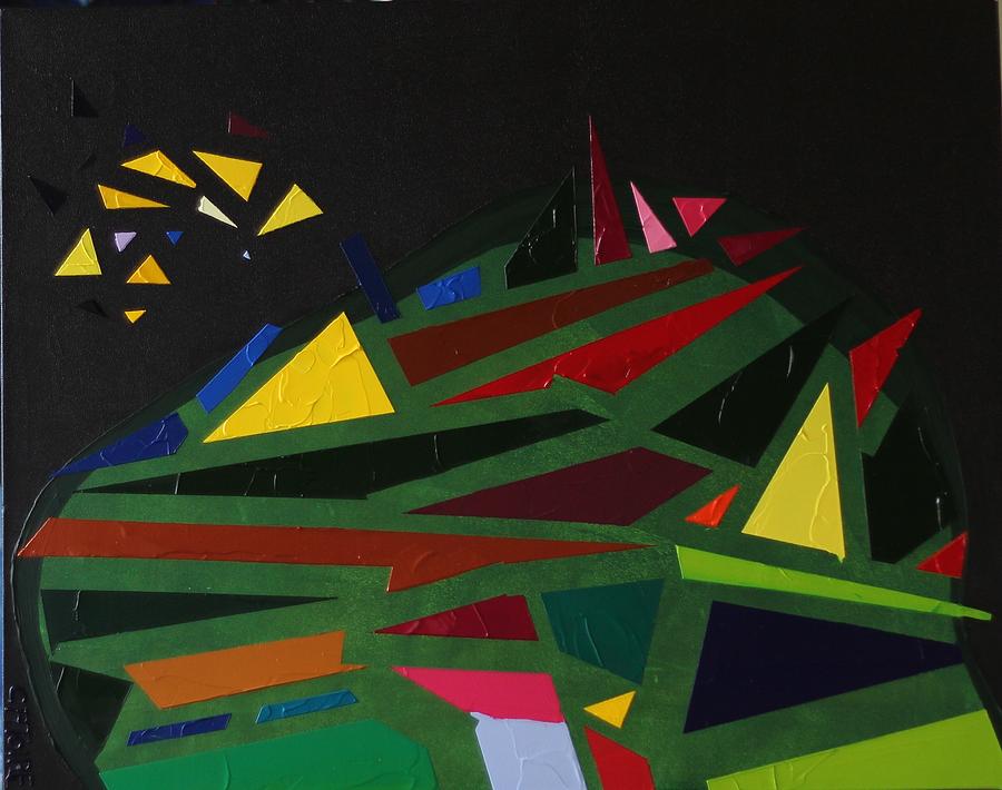 Night on the Green Fractures and Lights Painting by Valerie Catoire