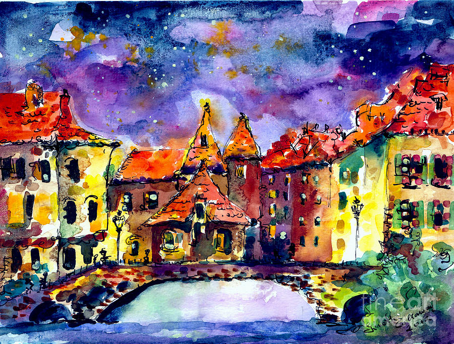 Night Over Annecy Painting by Ginette Callaway