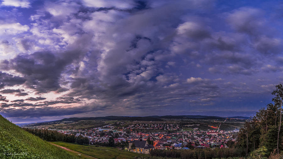 Castle Photograph - Night Over Town Panorama by Julis Simo