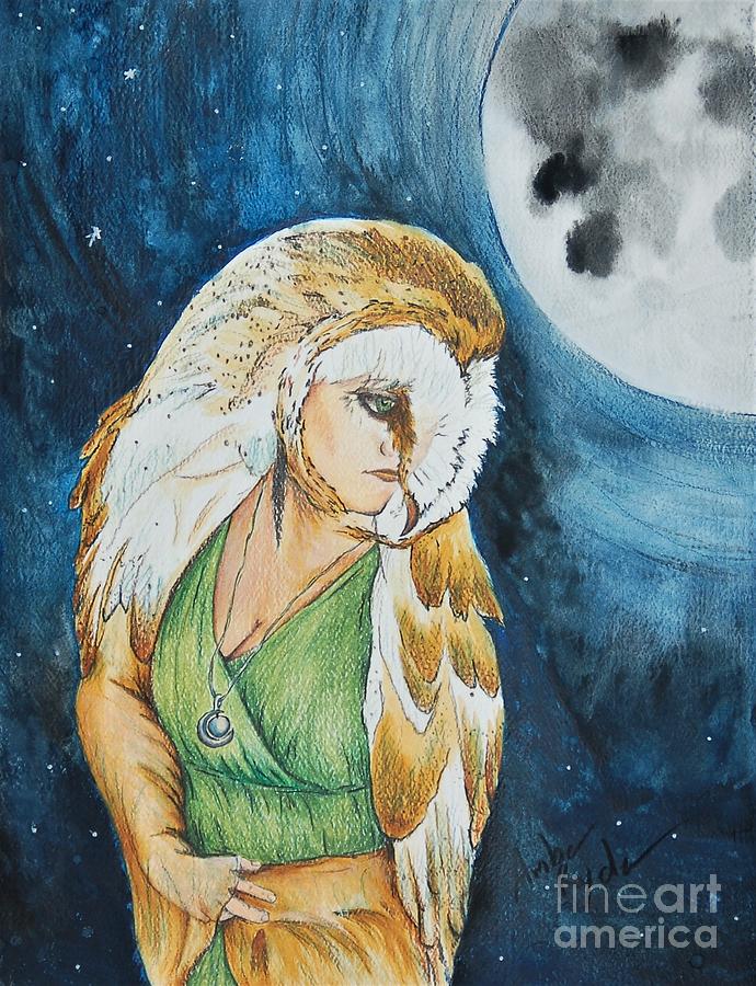Owl Drawing - Night Owl by Amber Ryder