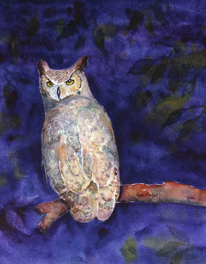 Owl Painting - Night Owl by Renee Chastant