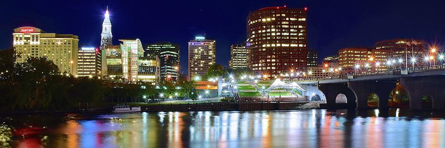 Night Pano of Hartford Connecticut Photograph by Frozen in Time Fine Art Photography