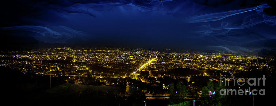 Architecture Photograph - Night Panorama of Cuenca, Ecuador III by Al Bourassa