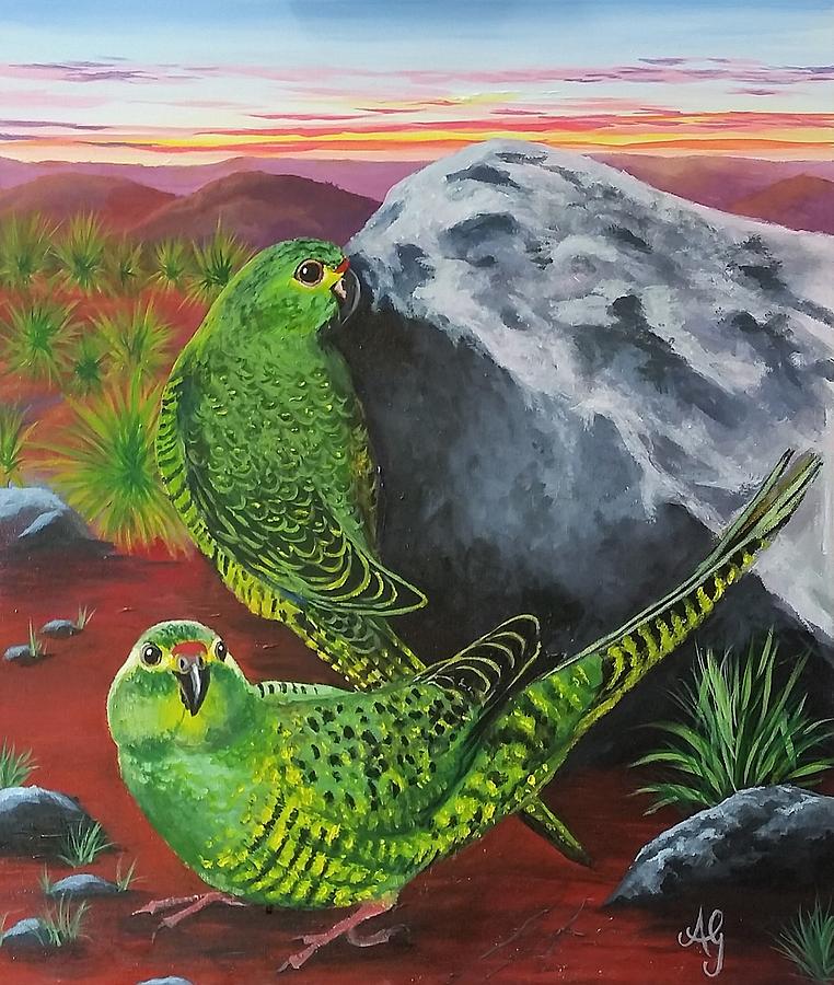 Night parrots Painting by Anne Gardner