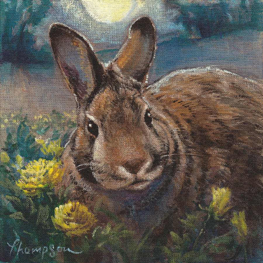Wildlife Painting - Night Rabbit II by Tracie Thompson