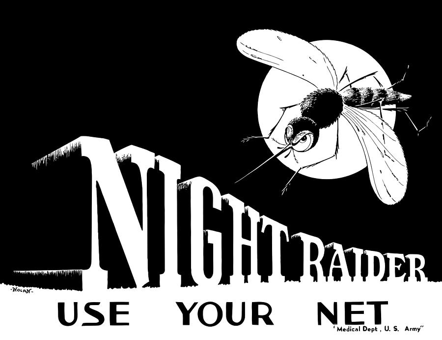 World War Ii Painting - Night Raider WW2 Malaria Poster by War Is Hell Store