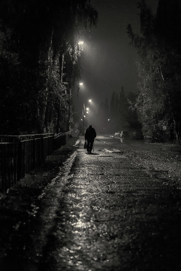 Night Rain and Alone Photograph by John Williams