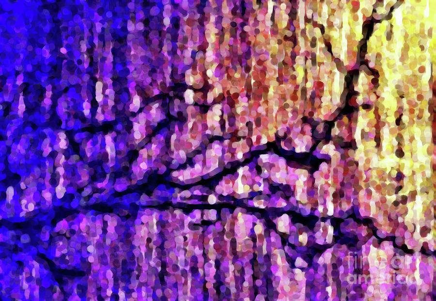 Night Rain - Street Light - Tree Branch Painting