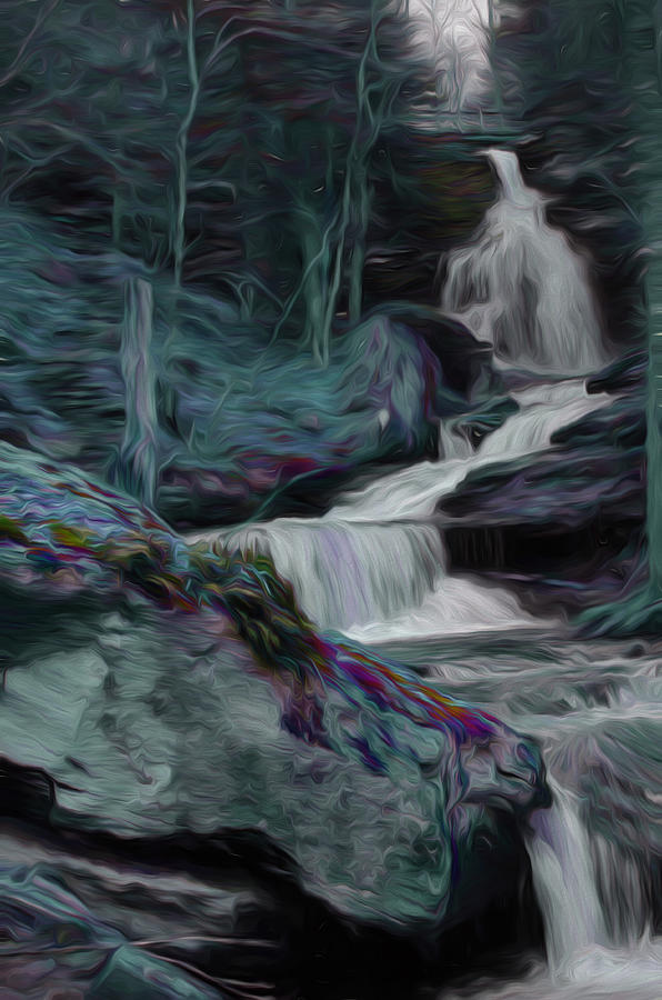 Night Rainbow Waterfall Digital Art by Beth Sawickie